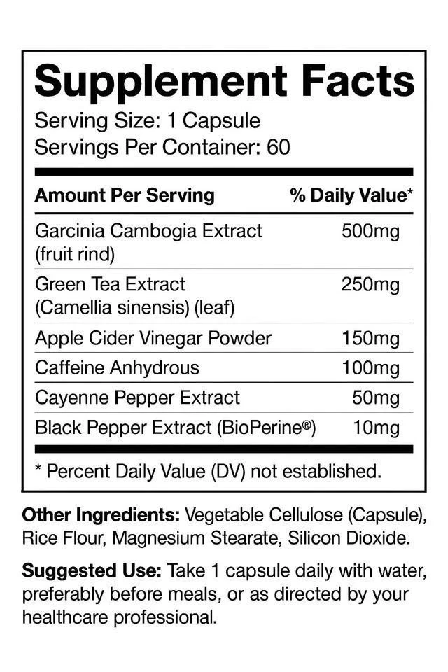 The LipoDyne Supplement Facts panel photographed from the pack